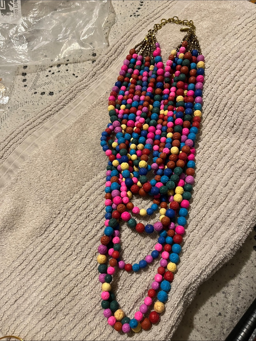 Sassy Jones Multicolor Lava Bead Makemba Necklace